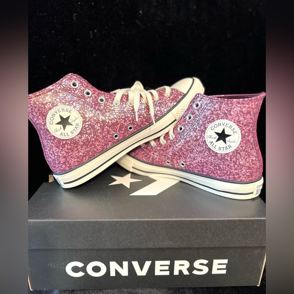 CONVERSE Orchid Abyss/Egret/Black Chuck Taylor All Star Glitter SZ 11 - Picture 2 of 16